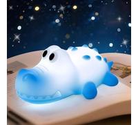 LOGT Children's Night Light LED Baby Crocodile Night Light, 3000K Warm Lighting and RGB Mode, Children's Lighting, Soft Silicone with 30-Minute Timer Wall Lamp No Mains Connection Magnetic,Blue