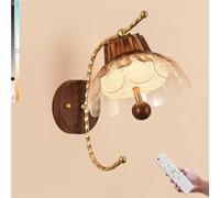 LOGT Dimmable LED Wall Light with Remote Control, Metal and Acrylic Shade, Wall Lamp with 3 Colour Temperatures, Floral Design, Indoor Decor, Living Room Lamp for Bedside Table or Hallway