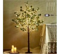 LOGT LED Illuminated Eucalyptus Leaf Tree Lamp Warm White Artificial Green Lights and Leaves Tree Light Plug Cable Floor Lamps Indoor and Outdoor Decoration Eucalyptus Leaf Tree Lights,180CM