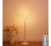 LOGT LED light tree, birch tree with warm white LED lights, 180cm 380 LED tree lights with remote control, 8 lighting modes, power supply via USB, indoor & outdoor decorative artificial tree,150cm