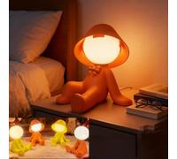 LOGT LED Night Light Creative Human-Shaped Rechargeable Table Lamp Wireless Dimmable Switch Bedside Light 3 Colour Temperatures USB Rechargeable Indoor Decorative Children's Lamp for Home,Orange