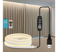 LOGT LED Strip Light, Dimmable with Remote Control Timer, 3000K Warm Lighting LED Strip Flexible PVC Cuttable LED Backlighting Flexible Silicone Lampe Strip Indoor for Hallways and Cabinets,1M