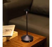 LOGT LED Table Lamp Wireless, USB Battery Desk Lamp Touch Dimmable Table Light Metal Aluminum for Restaurant Bar Garden Balcony, Black