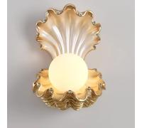 LOGT LED Wall Lamp Indoor Shell Design Wall Light Round Glass Shade Kids Room Sconce Lamp Wall 3D Resin Decorative Bedside Lighting Modern Curved Design Wall Illumination Moon Boys and Girls,Gold