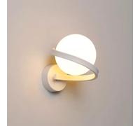 LOGT LED Wall Light Indoor Ball Wall Lamp 3 Colours Sconces G9 Modern Glass Ball Lampshade Wall Lighting Metal Reading Lamp Round Crystal Night Light 12W for Bedroom,White