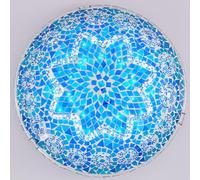 LOGT Tiffany Ceiling Light Blue Vintage Rustic Style Ceiling Lamp Handmade Stained Glass Ceiling Lights Recessed Ceiling Lighting Baroque Eye Protection Hanging Lamp for Living Room Bedroom,30CM