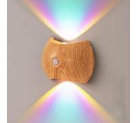 LOGT Wood Wall Light Motion Sensor Battery Cordless Wall Lamp Without Power Connection RGB LED Wall Illumination Indoor Magnetic Night Light Wall Up and Down Lighting Wall Sensor Lamp,A