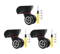 logyues 3Pcs Universal Swivel Wheel Left (Big) Suitcase Wheel (3L) 115W Series W042 Wheel Replacement Black