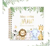LOHAME 1 Year Guest Book 20 x 14 cm Eucalyptus Book Green Leaves Memory Book Gift for Boys Girls Decoration (60 Pages)