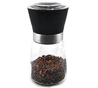 LOHAS Home Salt Pepper Mill with Glass Body Adjustable Ceramic Manual Grinder Herb Spice Crusher Suitable for Coarse Sea Salt Peppercorn, Black
