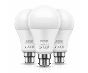 LOHAS-LED B22 Bayonet Light Bulb Cool White 100 Watt Equivalent, 1100LM 12W | Daylight Bulbs 6000K Bright Light Bulb, A60 BC GLS Energy Saving Bulb, Kitchen Bedroom Living Room, 3 Pack