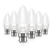 LOHAS-LED Candle Light Bulbs, 60w Bayonet Light Bulb 500LM 5.5W, C37 Warm Light Bulbs 3000K, Non-Dimmable, Candle Bulbs Bayonet, B22 LED Bulb for Chandeliers Wall Lamps Ceiling Fixtures, 6 Pack