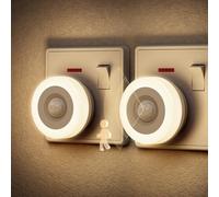 LOHAS-LED Motion Sensor Night Light Plug in Wall, 2 Pack, 3000K Warm White Plug in Night Light, Auto On/Off LED Nightlight for Kids, Hallway, Stairs, Bedroom, Kitchen, 0.6W