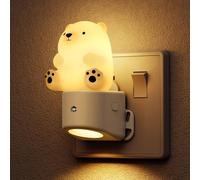LOHAS-LED Night Light, 3D Bear Night Light Plug in Wall, Dusk to Dawn Sensor, RGB + Warm White 3000K, Baby Nightlight for Hallway, Nursery, Bedroom, Kids Room, Toddler