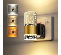 LOHAS-LED Night Light, Dusk to Dawn Sensor Night Light Plug in, Amber/3000k/5000K Adjustable Color Temperature, 3 Brightness Levels, Acrylic Modern Nightlight for Hallway, Stair, Bedroom,1 Pack
