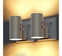 LOHAS-LED Night Light, Modern Night Light Plug in Wall, Dusk to Dawn Sensor, Adjustable Brightness 0-100LM, 3000K Warm White, LED Nightlight for Hallway, Bedroom, Stair, Gray Shade, 2 Pack
