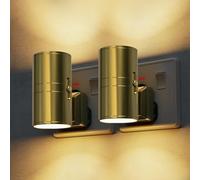 LOHAS-LED Night Light, Modern Night Light Plug in Wall, Dusk to Dawn Sensor, Adjustable Brightness 0-100LM, 3000K Warm White, LED Nightlight for Hallway, Bedroom, Stair, Gold Shade, 2 Pack