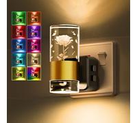 LOHAS-LED Night Light, Modern Plug in Night Light with Dusk to Dawn Sensor, RGB Colour Changing & Warm White, 3 Brightness Levels, Acrylic Rose Plug in Nightlight for Bedroom, Hallway, Stair