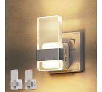 LOHAS-LED Night Light, Plug in Night Light with Dusk-to-Dawn Sensor, 0-100LM Dimmable, Warm White 3000K, White Shade, 2 Pack