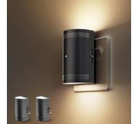 LOHAS-LED Night Light Plug in Wall, Dusk to Dawn Sensor, 2 Pack | 1W Dimmable LED Nightlights, 0-100LM Slide Dimmer, 3000K Warm White, Black Half-Round Design for Bedroom, Hallway and Stairs