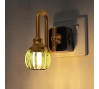LOHAS-LED Night Light Plug in Wall, Green Tulip Pressed Glass Shade | Dusk to Dawn Sensor, 1W Dimmable Warm White LED, 0-100LM Slide Dimmer and Copper S-Arm for Hallway, Bedroom and Stairs