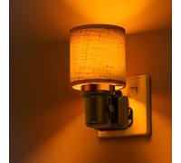 LOHAS-LED Plug in Night Light with Fabric Shade, Amber 1600K Dimmable Nightlight Plug in Wall, Dusk to Dawn Sensor, Decorative Cylinder Plug in Light for Bedroom Hallway Stairs Living Room