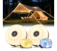 LOHAS-LED Rechargeable Camping String Lights: 2 Pack Upgraded 4 in 1 Quick Recovery Waterproof 32.8FT Tent Lights with 8 Modes, Camping Essentials for Yard, Hiking, Patio, Garden, and Holiday Decor
