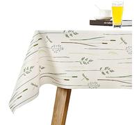 LOHASCASA Vinyl Oilcloth Tablecloth Rectangle Water Resistant/Oil-Proof Wipeable PVC Heavy Duty Reusable Plastic Tablecloths for Dining Tables Extra Large Grass - White and Mint Green 54 x 108 Inch