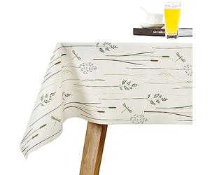 LOHASCASA Vinyl Oilcloth Tablecloth Rectangle Water Resistant/Oil-Proof Wipeable PVC Heavy Duty Reusable Plastic Tablecloths for Dining Tables Extra Large Grass - White and Mint Green 54 x 108 Inch