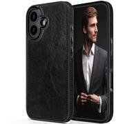 LOHASIC Compatible with iPhone 17 Case, 6.3" 2025 Luxury Vegan Leather Soft Grip Shockproof Full Body Protective Back Rugged Phone Cover Cases for iPhone 17 New, Black