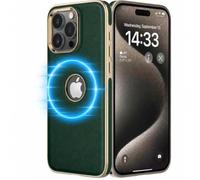 LOHASIC for iPhone 15 Pro Max Case Leather, MagSafe Phone Case, Green | Plated Edges, Drop Protection, Raised Screen Camera Edges, Logo Cutout, Elegant Finish