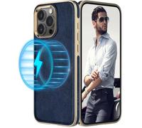 LOHASIC for iPhone 16 Pro Leather Case Compatible with MagSafe, Luxury Soft Magnetic Slim Designer Cover iPhone 16 Pro Phone Case Cover for Men Women, Navy Blue