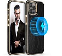 Lohasic Leather Case for iPhone 14 Pro Compatible with Mag Safe, Luxury Slim Business PU Cover Soft Grip Shockproof Full Body Protective Men Women Phone Cases for iPhone 14 Pro 6.1" (2022) - Black