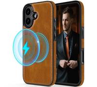 LOHASIC Magnetic Case for iPhone 16, 2024 New Luxury Premium Leather Compatible with MagSafe Shockproof Back Cover Soft Grip Protective Phone Cases 6.1", Saddle Brown
