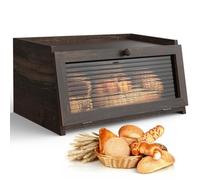 LOHASOK Bread Box for Kitchen Countertop Large Farmhouse Bread Container Bread Storage with Window Wooden Bread Holder
