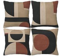 LOHDALOLF Black and Brown Cushion Covers 45x45 cm Set of 4 Abstract Geometric Cushion Cases Minimalist Decorative Pillow Covers for Sofa Couch
