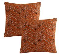 LOHDALOLF Burnt Orange Cushion Covers 50x50 cm Set of 2 Chenille Geometric Cushion Cases Jacquard Velvet Decorative Pillow Covers for Sofa Couch Living Room