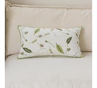 LOHDALOLF Floral Embroidery Cushion Covers 30x50cm Green Leaf Cushion Cases Rustic Farmhouse Decorative Pillow Covers for Couch Sofa