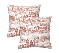 LOHDALOLF Western Cushion Covers 50x50 cm Set of 2 Toile Cowboy Cushion Cases Rust Cactus Rustic Velvet Decorative Pillow Covers for Sofa Couch