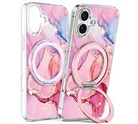 Loheckle for iPhone 16 Plus Case - Compatible with MagSafe Stand Women Girls Cute Clear Girly Aesthetic Kawaii Unique Design Soft TPU Protection Built-in Stand Cover for iPhone 16 Plus, Fen Stone