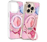 Loheckle for iPhone 16 Pro Case - Compatible with MagSafe Stand Women Girls Cute Clear Girly Aesthetic Kawaii Unique Design Soft TPU Protection Built-in Stand Cover for iPhone 16 Pro, Fen Stone