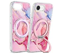 Loheckle for iPhone 16e Case 6.1 Inch - Compatible with MagSafe Stand Women Girls Cute Clear Girly Aesthetic Kawaii Unique Design Soft TPU Protection Built-in Stand Cover for iPhone 16e, Fen Stone