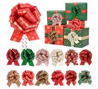 lohey 12 Pack Christmas Bows for Gift Wrapping - 5” Xmas Pull Bows with Ribbon, Gift Bows for Presents, Wine Bottles, Bouquet, Hamper, Wreath, Birthday Gift Wrapping Accessories