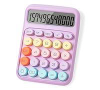 lohey Calculator, 12 Digit Cute Desk Calculator with LCD Display and Big Round Buttons, Kids Calculators Large for Office Home School Business (Purple)