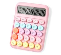 lohey Calculator, 12 Digit Cute Desk Calculator with LCD Display and Big Round Buttons, Pink Calculators Large for Office Home School Business
