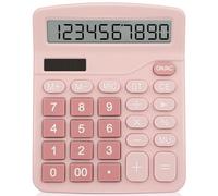 lohey Calculator, 12 Digit Desk Calculators with Large Display and Big Sensitive Button, Solar and Battery Dual Power, Pink Calculator Large Stationery for Office Home School (Pink)