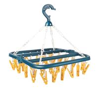 lohey Foldable Clothes Drying Rack with 32 Clips, Space-Saving Sock Hangers for Drying, Multi-Functional Clothes Pegs for Washing Line for Hats, Shoe Insoles, Underwear, Baby Clothes