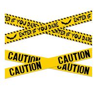 lohey Halloween Tape Decorations, 2PCS Non-Adhesive Caution Tape, Reusable Hazard Tapes Black and Yellow for Halloween Decorations Outdoor Indoor, Haunted House & Spooky Party
