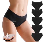Lohhbve 5 Pack Heavy Flow Absorbent Period Panties for Women Mid-High Waisted Menstrual Leakproof Knickers Postpartum Brief Underwear