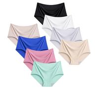 Lohhbve 8 Pack Girl's Seamless Knickers Solid Color Panties No Show Briefs Mid Waist Invisible Underwear(7-16 Years)